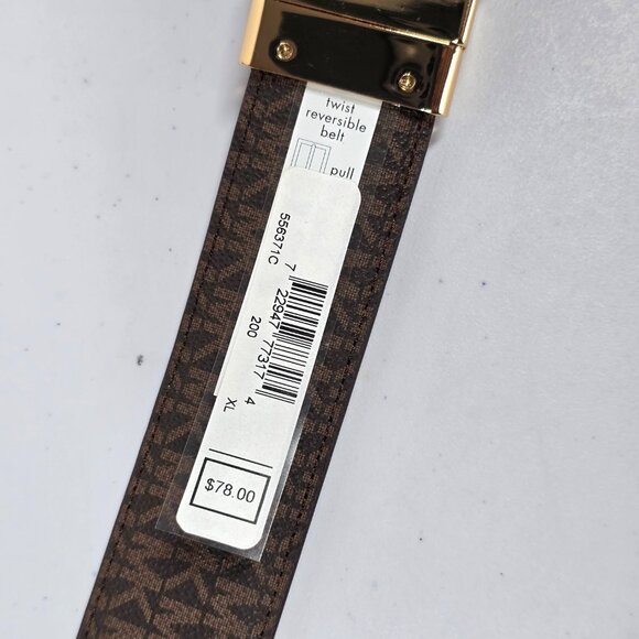 NWT MICHAEL Michael Kors Reversible Brown Belt M Gold Buckle - Picture 5 of 5